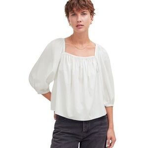 Madewell - NWT Puff-Sleeve Babydoll Blouse Square Neckline Sz 14